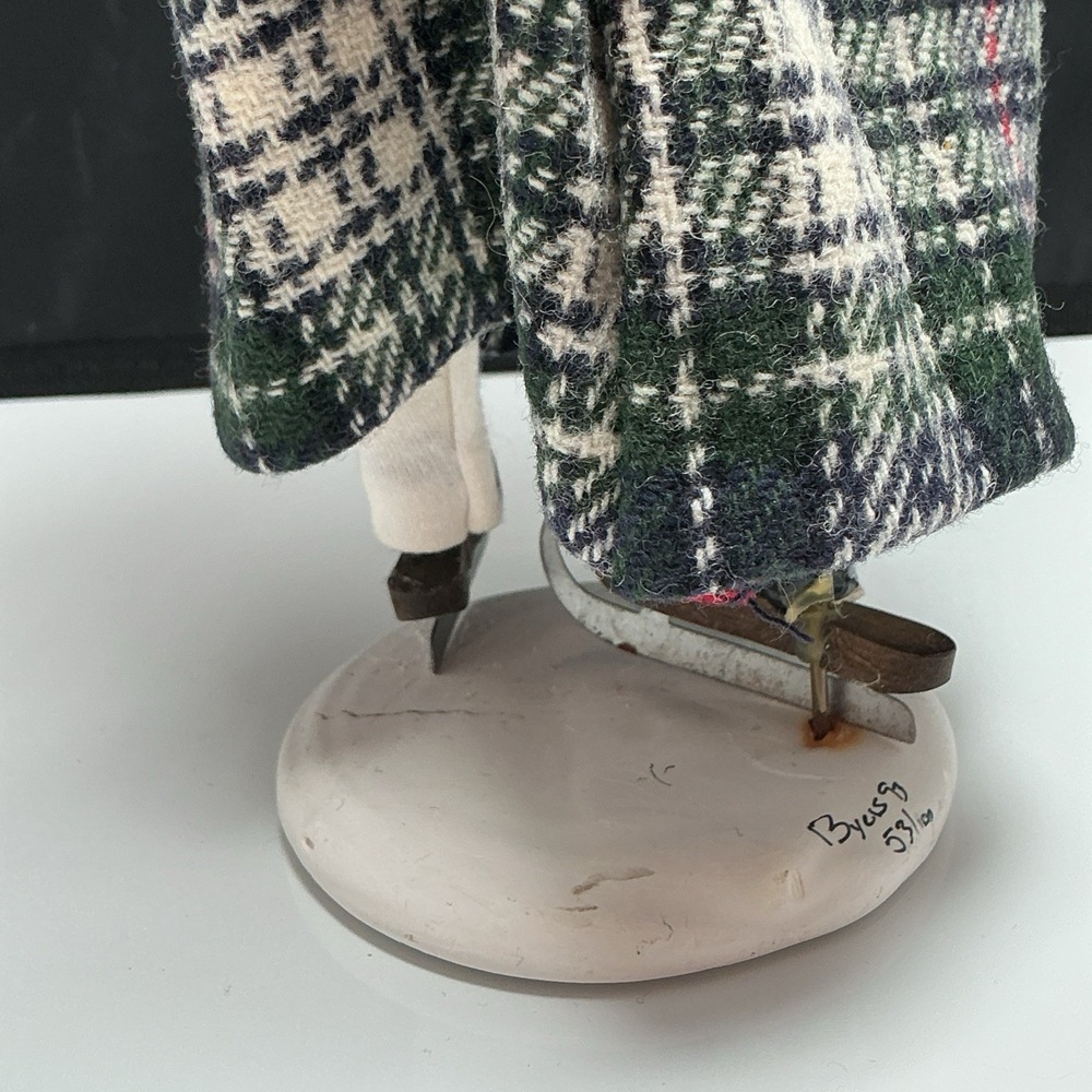 Byers Choice 1993 Limited Edition 53/100 Ice Skater Woman Plaid White Base RARE - Picture 7 of 11
